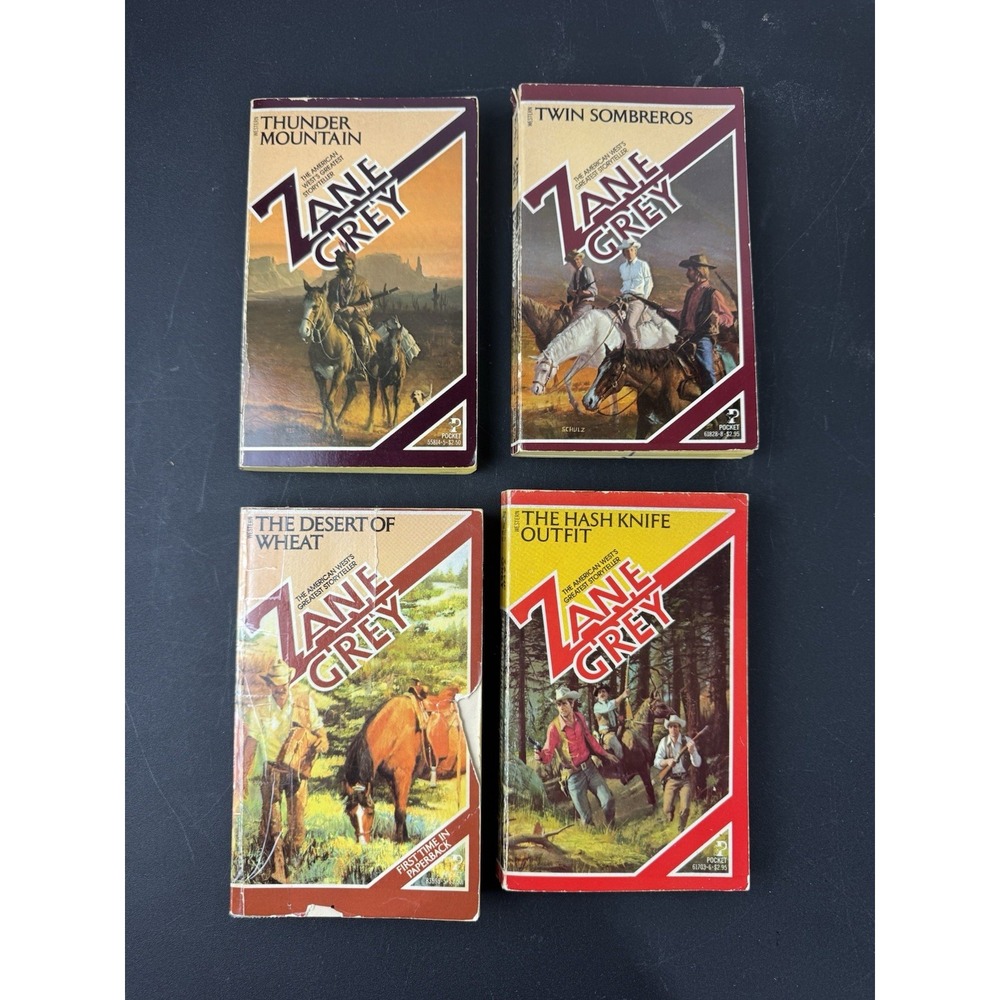 Four Vintage Zane Grey Paperbacks: Thunder Mountain, Twin Sombreros, Hash Knife